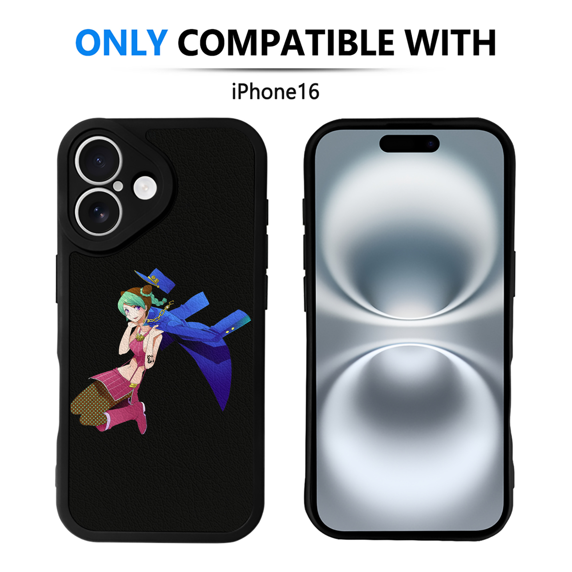 （画像用） "ジョジョの奇妙な冒険 くうじょう ジョリーン JoJo's Bizarre Adventure Jolyne Cujoh " 【iPhone 16シリーズ対応】シリコンスマホケース（レザー調） 材質：シリコン